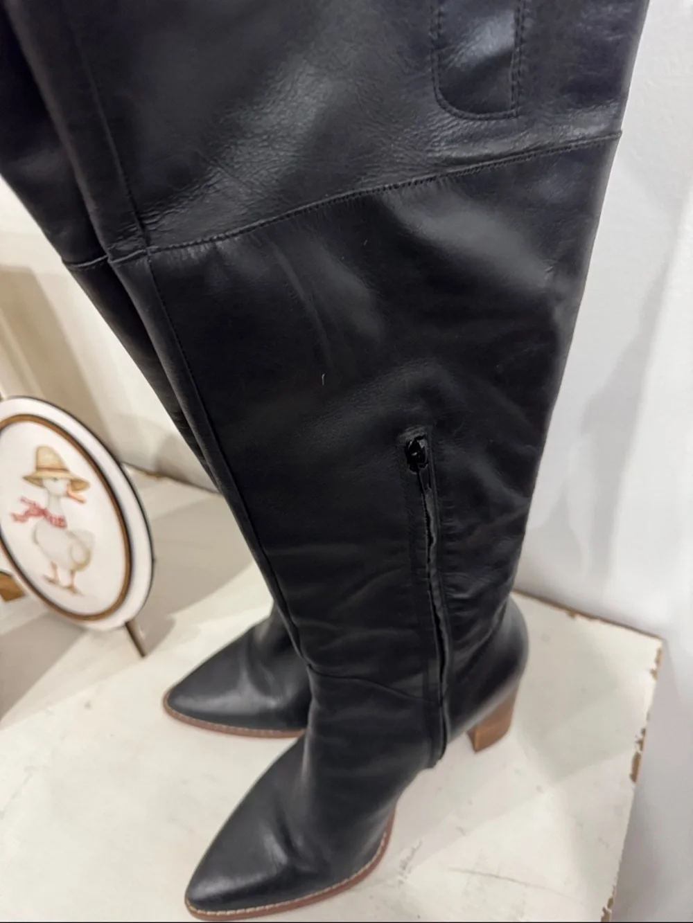 Crown Vintage Black Over-the-Knee Leather Boots
